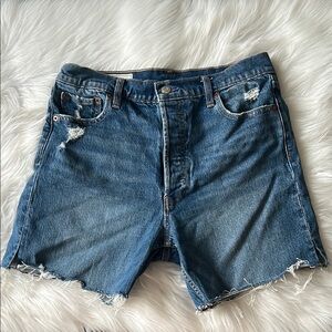 GAP Blue Jean Shorts with Distressed Hem
